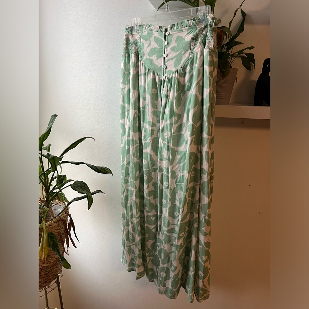 Green floral skirt